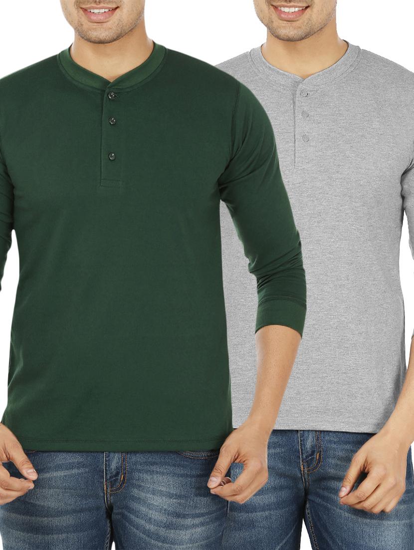 green grey set of 2 cotton t-shirt - 12833177 - Zoom Image - 1