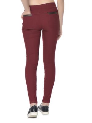 maroon cotton jegging - 12833719 - Standard Image - 3