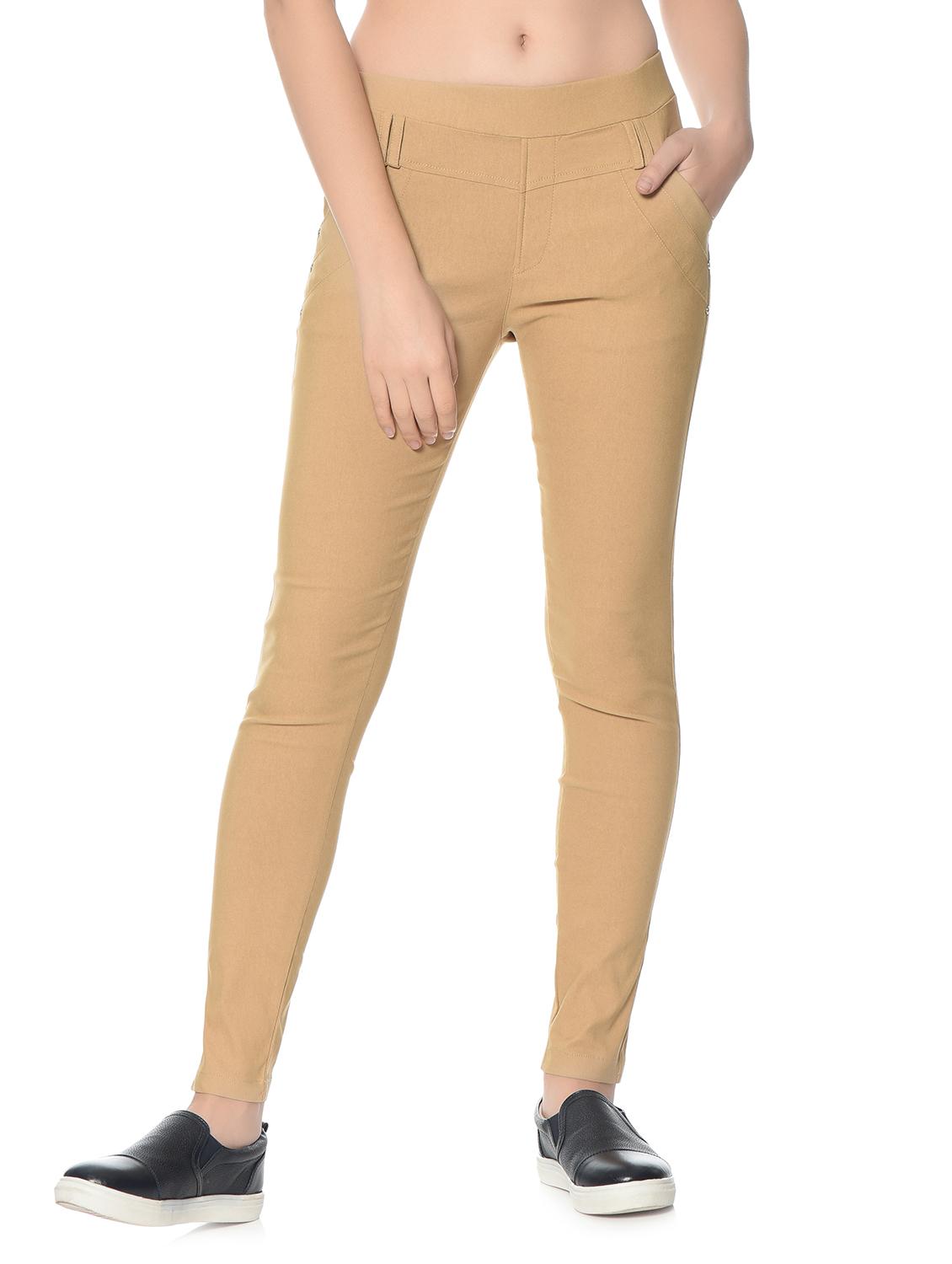 beige lycra jeggings - 12833723 - Zoom Image - 2