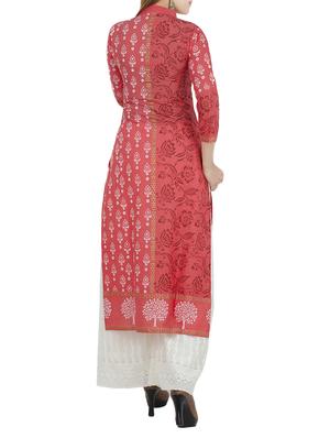pink cotton straight kurta - 12838434 - Standard Image - 3