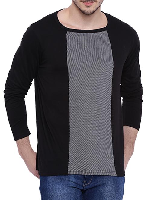 black color block cut & sew t-shirt - 12839326 - Standard Image - 1