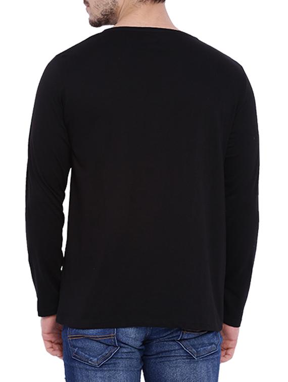 black color block cut & sew t-shirt - 12839326 - Zoom Image - 3
