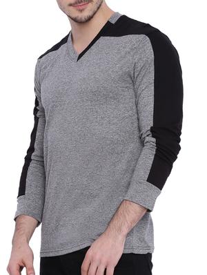 grey color block cotton t-shirt - 12839340 - Standard Image - 2