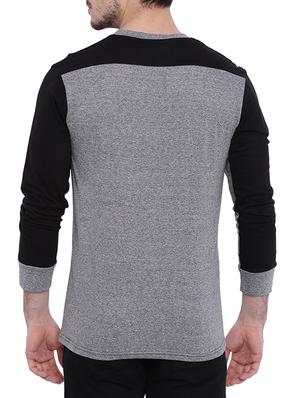 grey color block cotton t-shirt - 12839340 - Standard Image - 3