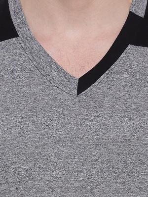 grey color block cotton t-shirt - 12839340 - Standard Image - 4