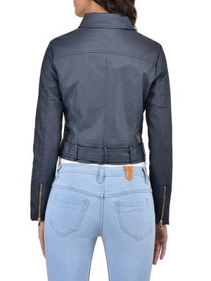 navy blue leatherette jacket - 12840383 - Standard Image - 3