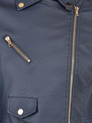 navy blue leatherette jacket - 12840383 - Standard Image - 4