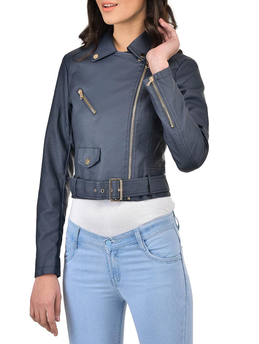 navy blue leatherette jacket - 12840383 - Zoom Image - 2