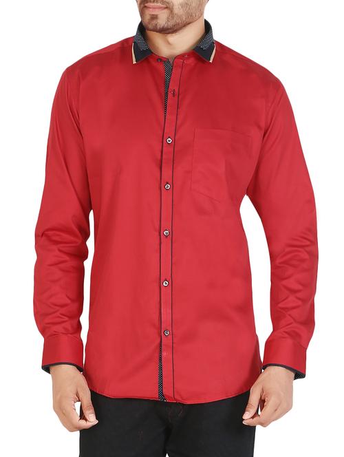 red cotton casual shirt - 12844154 - Standard Image - 1