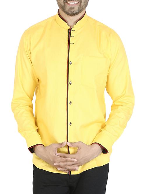 yellow cotton casual shirt - 12844161 - Standard Image - 1