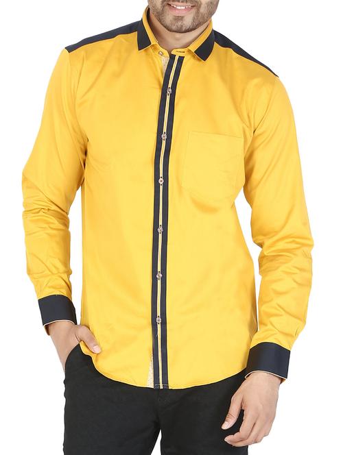 yellow cotton casual shirt - 12844164 - Standard Image - 1