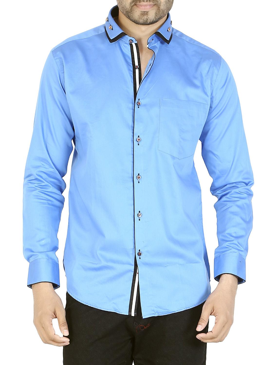 blue cotton casual shirt - 12844173 - Zoom Image - 1