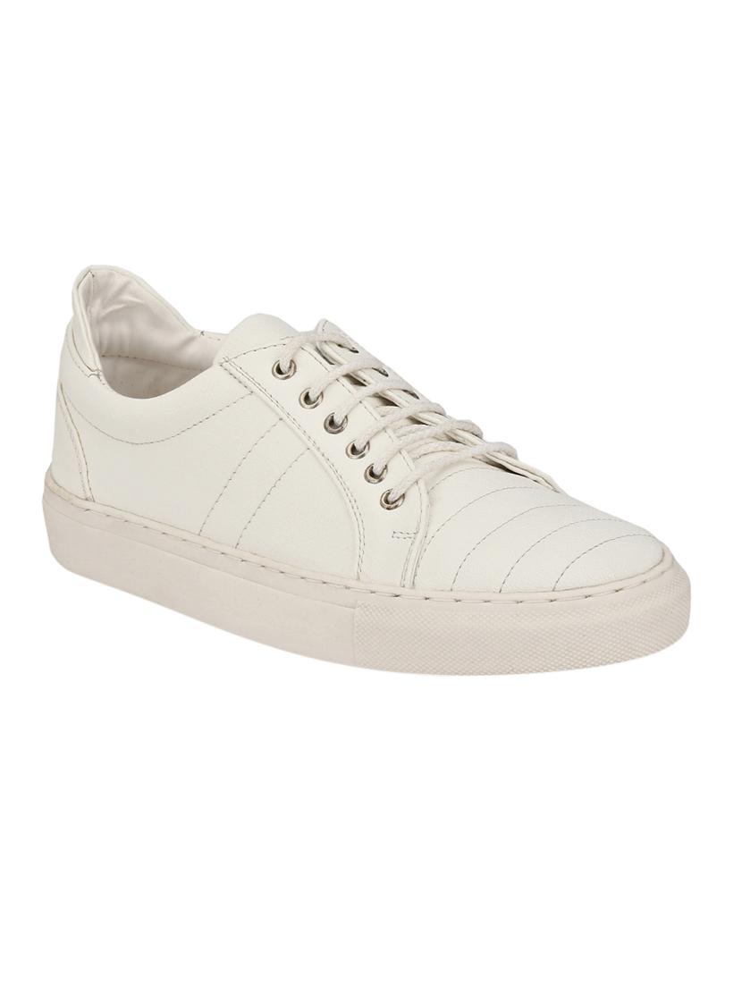 white leatherette lace up sneaker - 12845012 - Zoom Image - 1