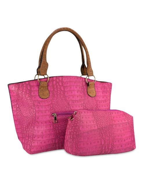 pink textured leatherette handbag with fringes - 1284629 - Standard Image - 1