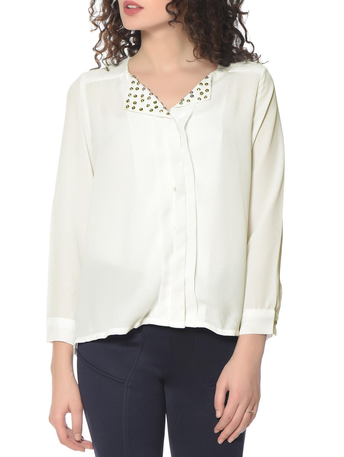 lapel embellished shirt - 12846333 - Zoom Image - 1