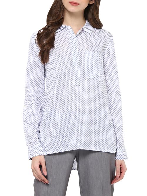 white printed cotton regular tunic - 12846899 - Standard Image - 1