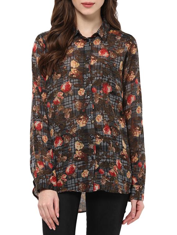 multicolored floral printed cotton regular shirt - 12846920 - Zoom Image - 1