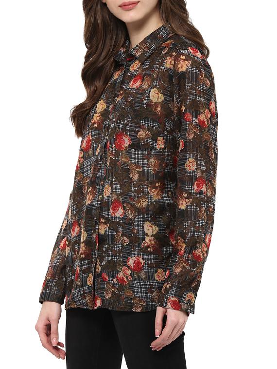 multicolored floral printed cotton regular shirt - 12846920 - Zoom Image - 2