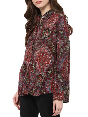 maroon printed cotton regular shirt - 12846921 - Standard Image - 2