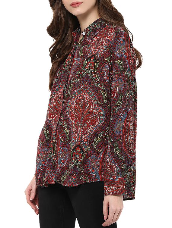 maroon printed cotton regular shirt - 12846921 - Zoom Image - 2