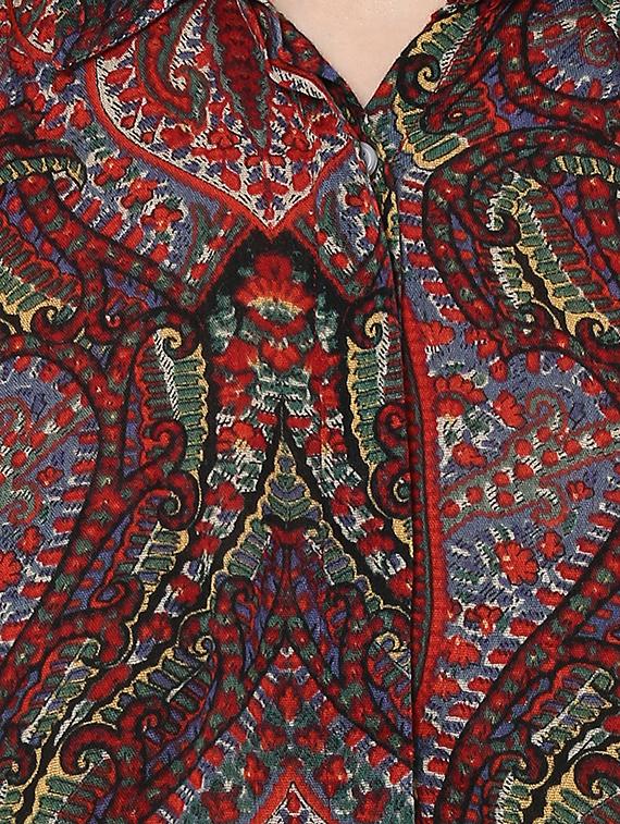 maroon printed cotton regular shirt - 12846921 - Zoom Image - 4
