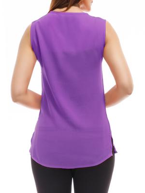 twisted neck placket detail top - 12847630 - Standard Image - 3