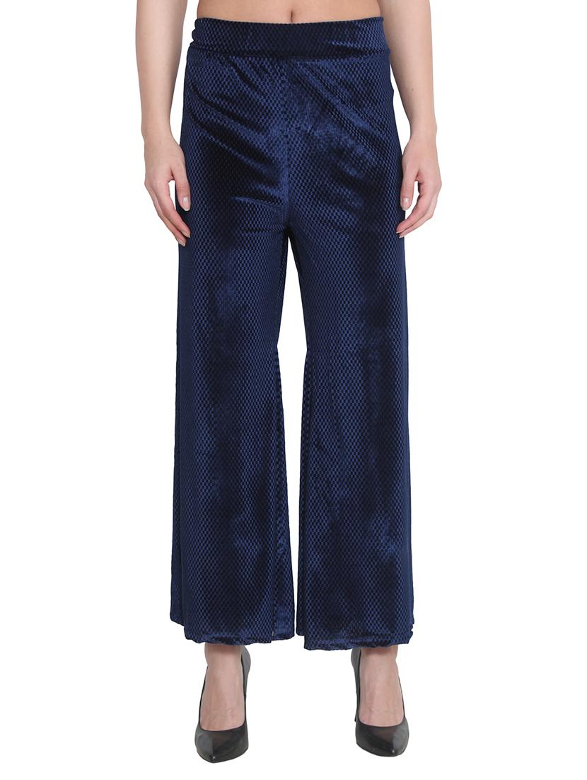 navy blue velvet palazzos - 12854152 - Zoom Image - 1