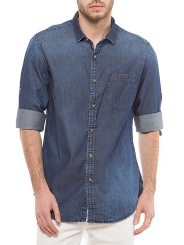 blue cotton casual shirt - 12866469 - Very Small Image - 1