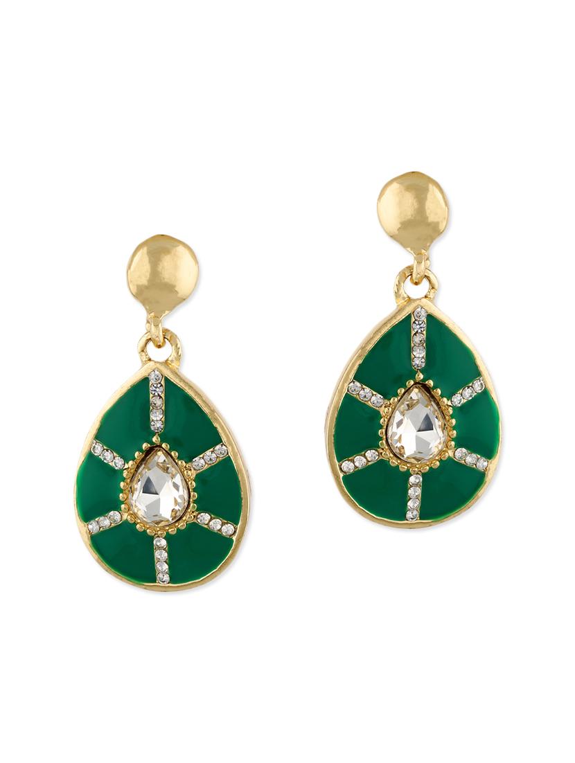 green metal drop earrings - 12866728 - Zoom Image - 1