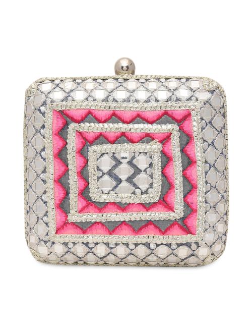 silver polyester mirror work box clutch - 1286762 - Standard Image - 1