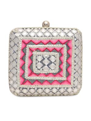 silver polyester mirror work box clutch - 1286762 - Standard Image - 2