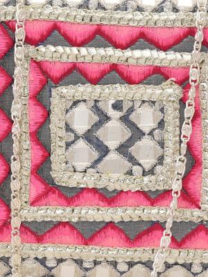 silver polyester mirror work box clutch - 1286762 - Standard Image - 4