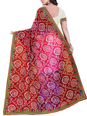 white georgette half & half saree with blouse - 12867963 - Standard Image - 2