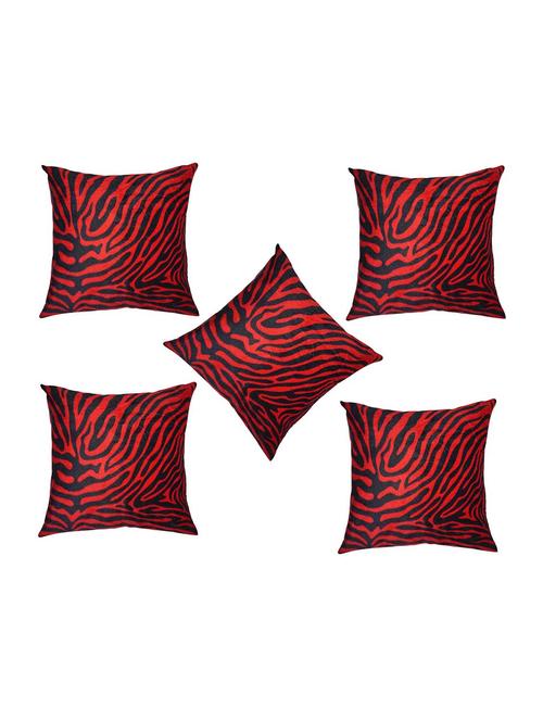 lushomes red zebra skin printed cushion covers (pack of 5) size : 16"x16" - 12868846 - Standard Image - 1