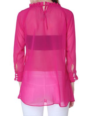 solid pink georgette sheer top - 1287036 - Standard Image - 3