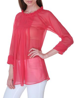solid red georgette sheer top - 1287038 - Standard Image - 2