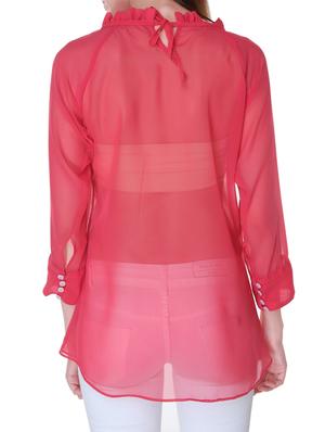 solid red georgette sheer top - 1287038 - Standard Image - 3