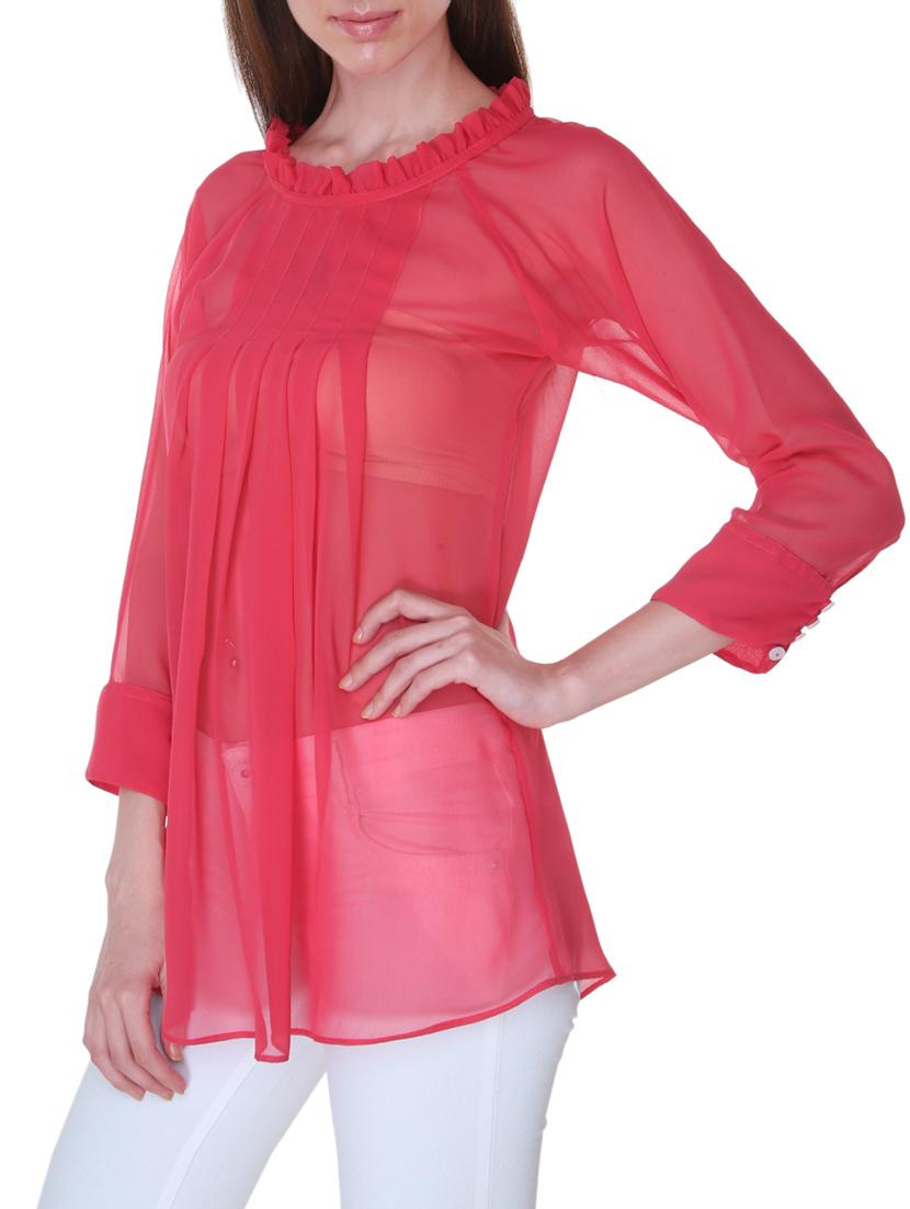 solid red georgette sheer top - 1287038 - Zoom Image - 2