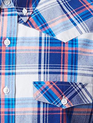 blue cotton checked casual shirt - 12882968 - Standard Image - 4