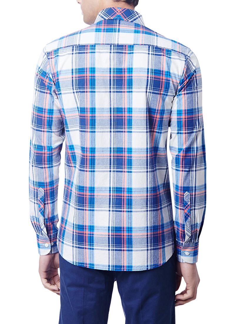 blue cotton checked casual shirt - 12882968 - Zoom Image - 3