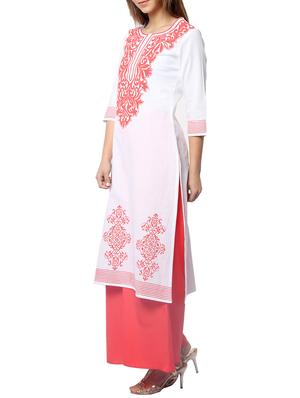 white rayon straight kurta - 12894483 - Standard Image - 2