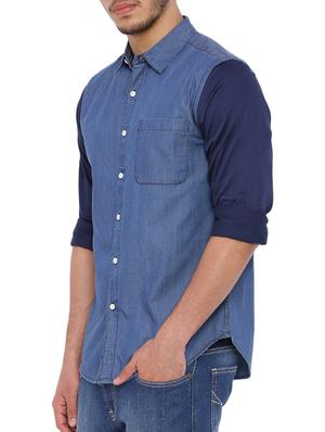 blue cotton casual shirt - 12895654 - Standard Image - 2