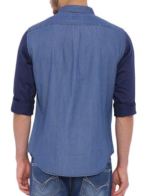 blue cotton casual shirt - 12895654 - Standard Image - 3