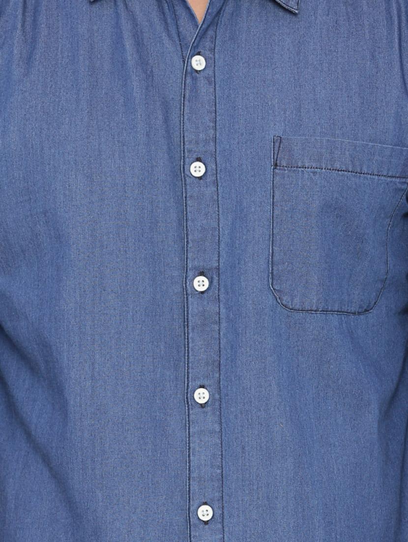 blue cotton casual shirt - 12895654 - Zoom Image - 4