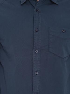 navy blue solid casual shirt - 12895677 - Standard Image - 4