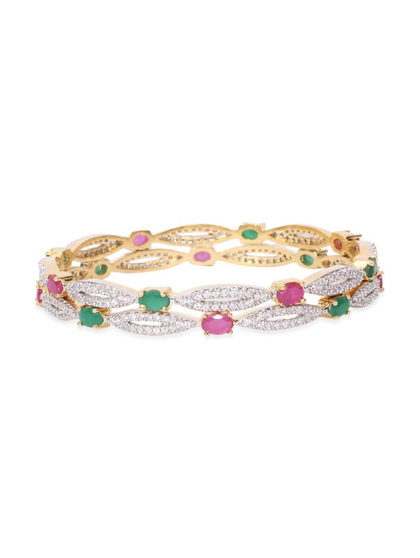 CZ Stones Embellished Golden Bangles Set For Women - 12901856 - Zoom Image - 1