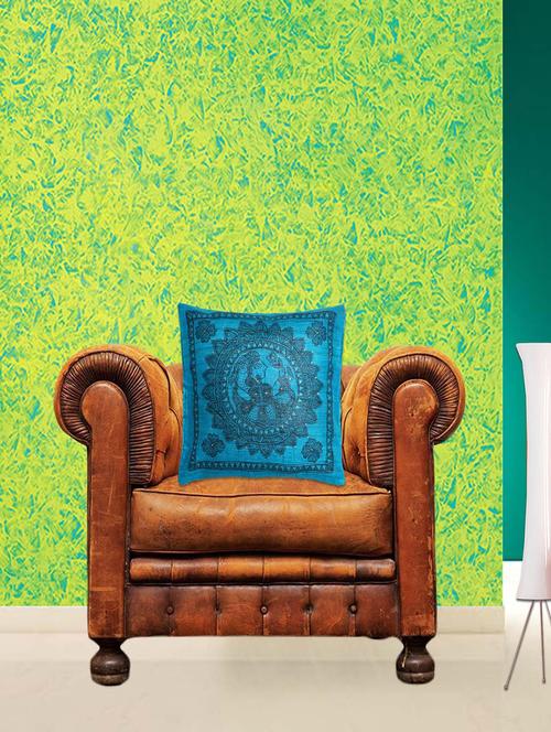 blue silk printed single cushion cover - 12903636 - Standard Image - 1