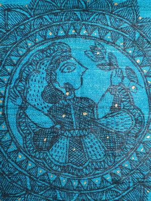 blue silk printed single cushion cover - 12903636 - Standard Image - 5
