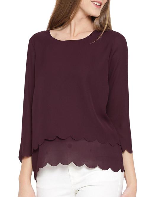 scallop hem layered top - 12903779 - Standard Image - 1