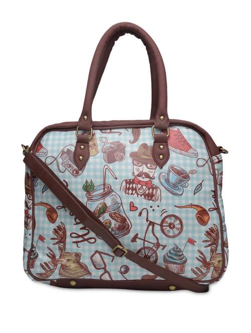brown printed faux leather laptop bag - 1290609 - Standard Image - 1